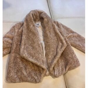 Jack by BB Dakota Faux Fur Jacket Womens Small Quiet Luxury Beige Shawl Collar